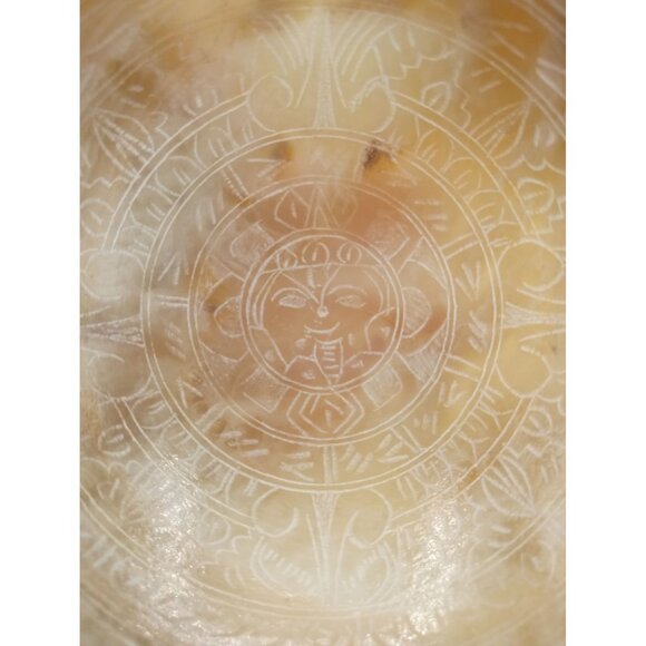 Vintage Onyx Aztec Calendar Carved Ashtray Marble Mexico Mid Century Decor Heavy - Picture 12 of 13